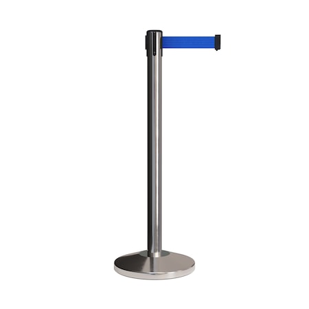 Stanchion Belt Barrier Pol.Steel Post 11ft. Blue Belt